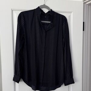 Women’s navy Ann Taylor Patterned dress Shirt